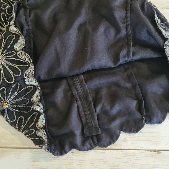 Vintage Mark & John By Gopal Silk Black Beaded Halter Top Blouse Elegant Party L - Picture 9 of 13